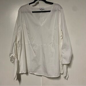 Universal Standard for J. Crew White Cotton 3/4 Sleeve Blouse Womens Size 2X